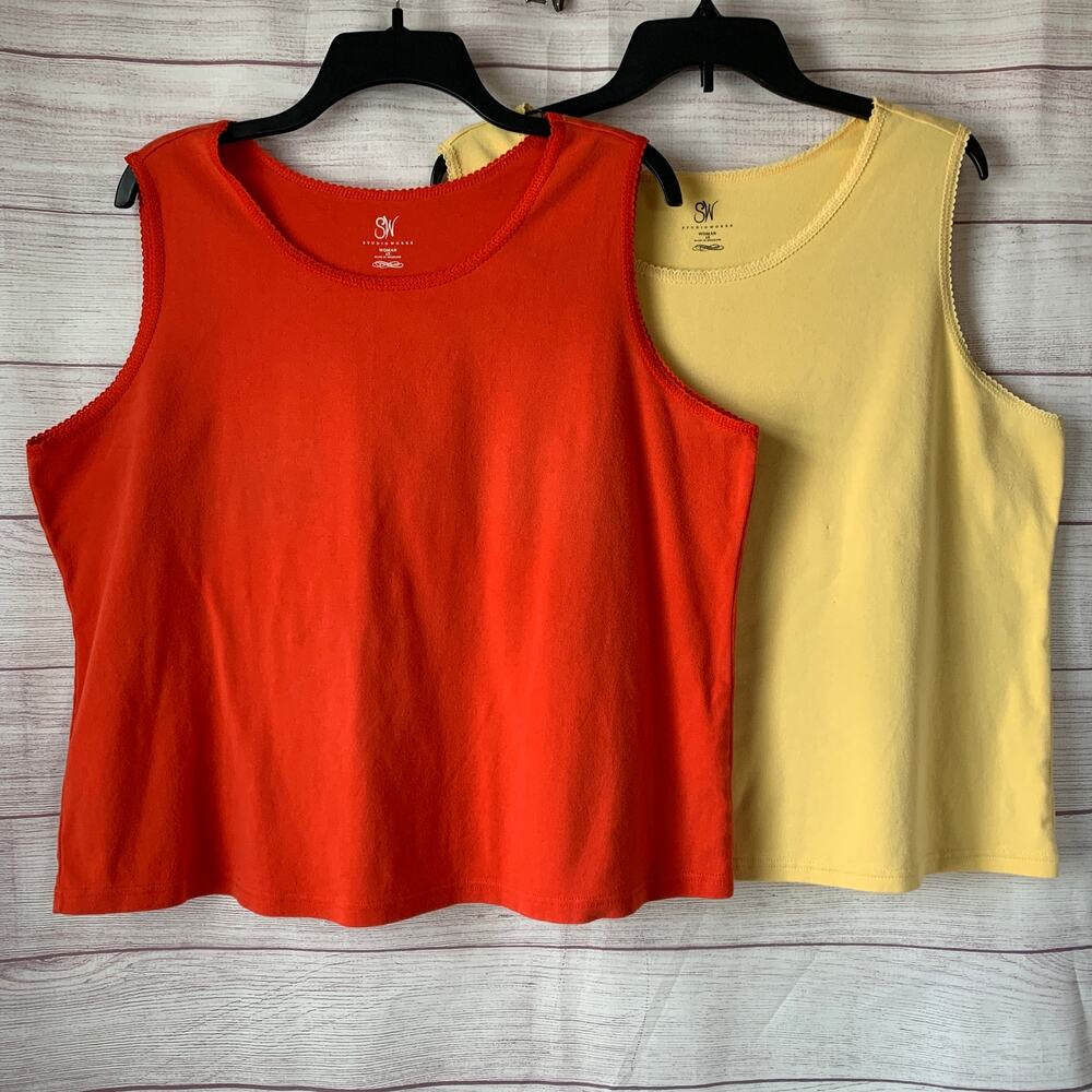 Studio Works Red and Yellow Tank Top Set of 2 Sleeveless Blouse Size
